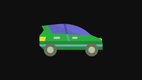 Animation-Des-Öko-Auto-Symbols.-Fahrzeugschleifenanimation-Mit-Alphakanal,-Grüner-Bildschirm.